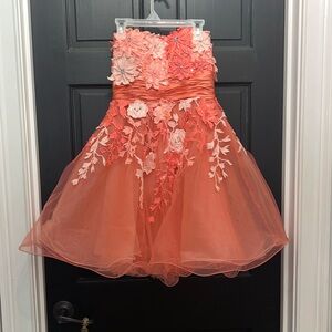 Sherri Hill pink embellished mini strapless dress size 2